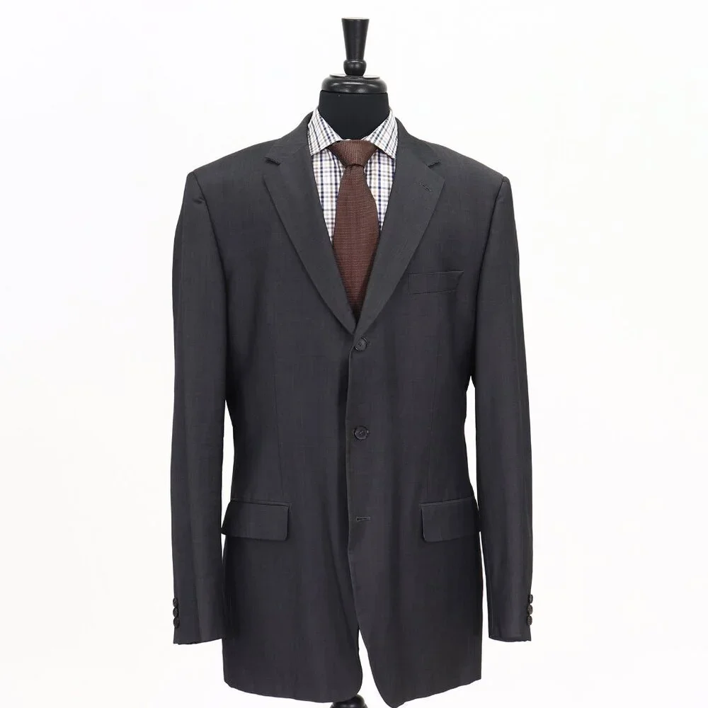 Hugo Boss 46L Gray Solid 3-Button Sport Coat Blazer Jacket G234